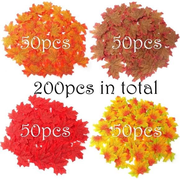 200PCS 8cm/3.1inch Assorted Color Artificial Maple Leaves Fall Leaves Weddings - Picture 4 of 7